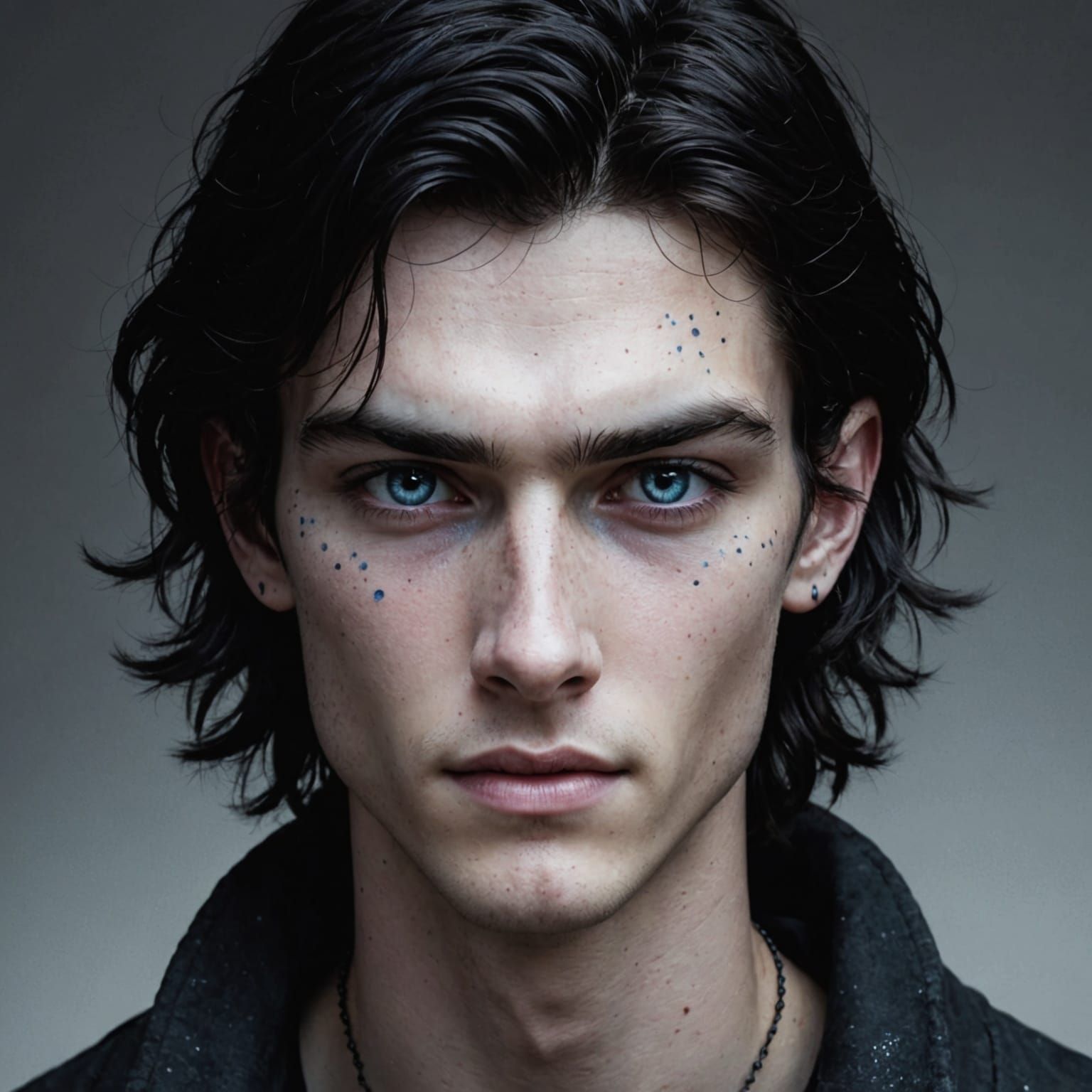 Enigmatic Fae-Human Hybrid with Moonlit Skin and Star-Freckl...