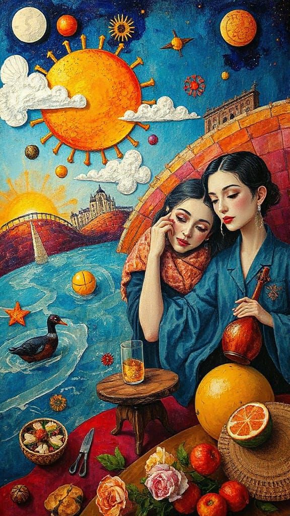 Surreal Bohemian Scene in Impressionist Style