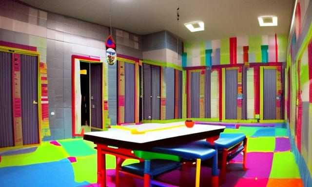 Surreal Liminal Space: Blending Mall and School Elements