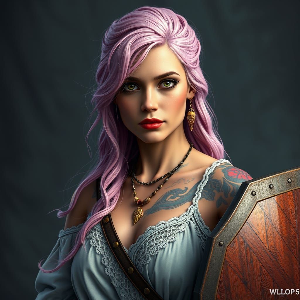 Viking Shieldmaiden Portrait in Vibrant Colors