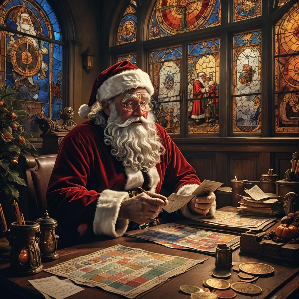 Santa Claus Sighs, Waiting for Halloween, Detailed Matte Pai...