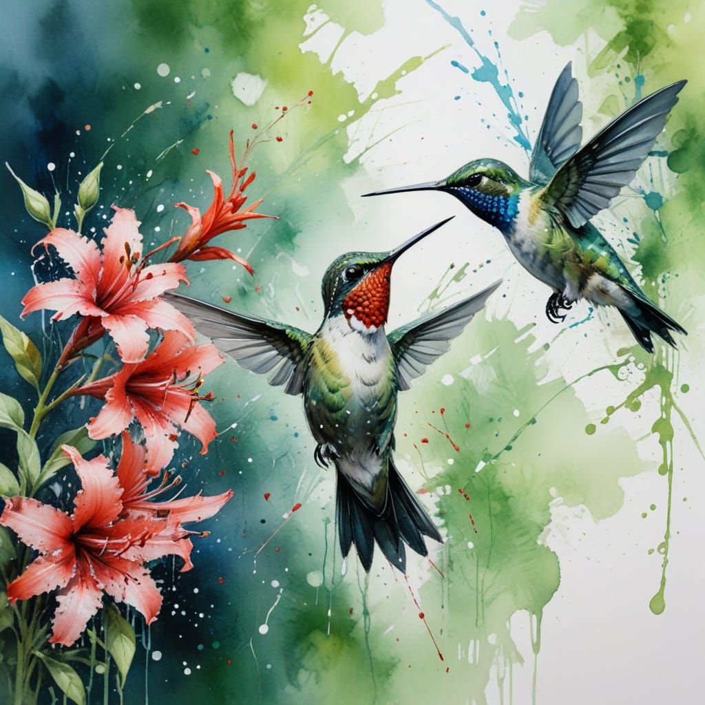 Hummingbird in Splendid Watercolour