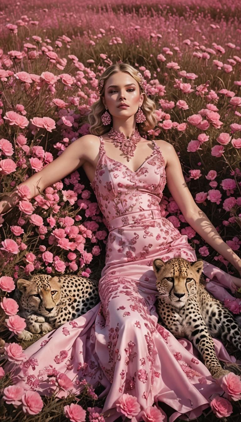 Goddess in Pink Couture with Cheetah
