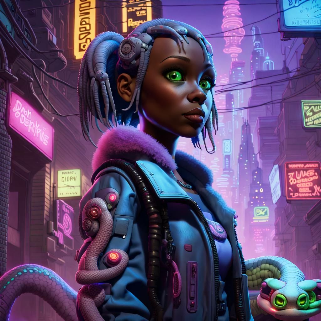 Cyberpunk Medusa Ripperdoc with Cybernetic Implants