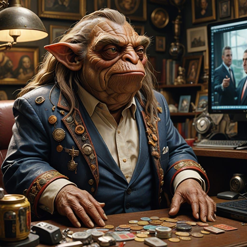 Hyperrealistic Jar Jar Binks as Donald Trump