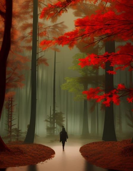 Insomniac's Rainy Midnight Walk: Expressionist Concept Art