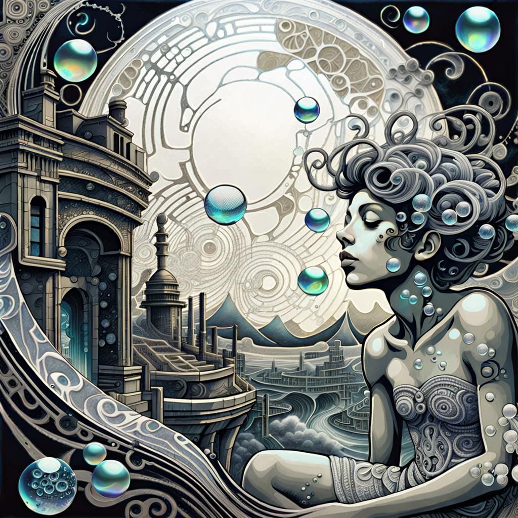 Boy Blowing Bubbles in Ruined Venus City