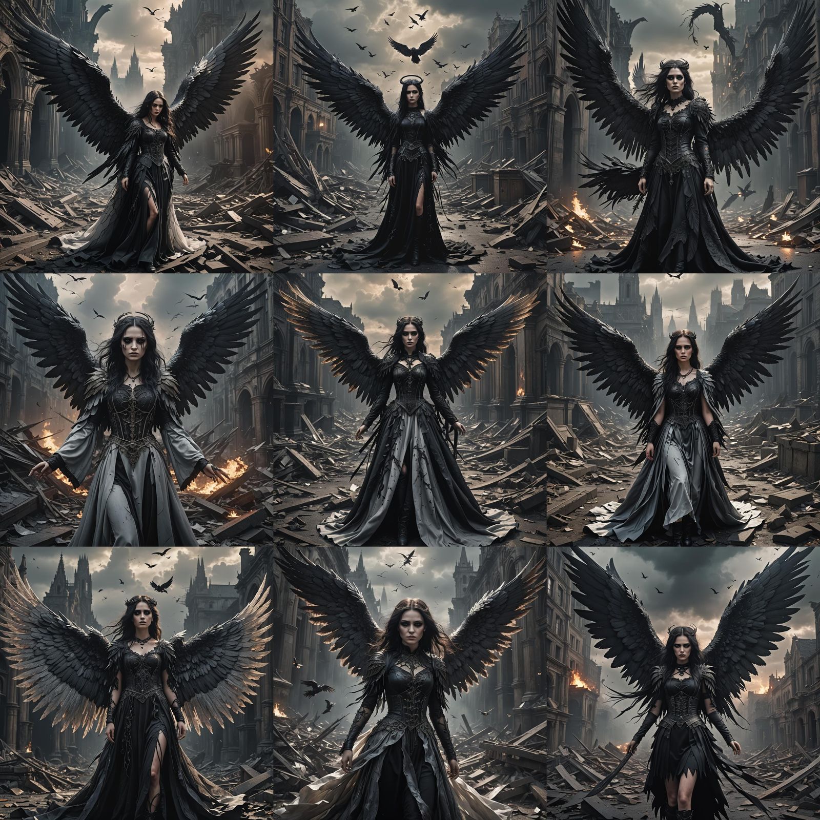 Gothic Fallen Angel in Digital Matte Painting