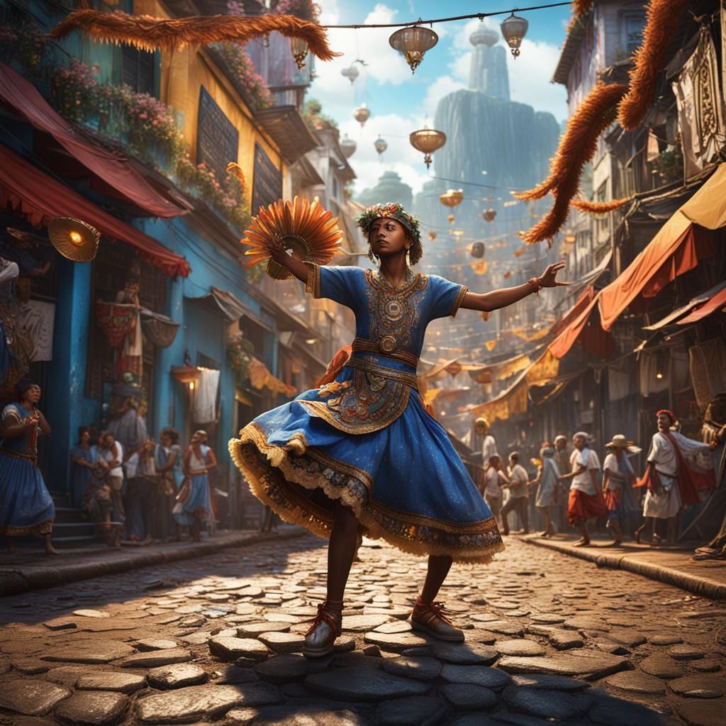 Brazilian Folk Dance in Urban Setting: Fantasy Art
