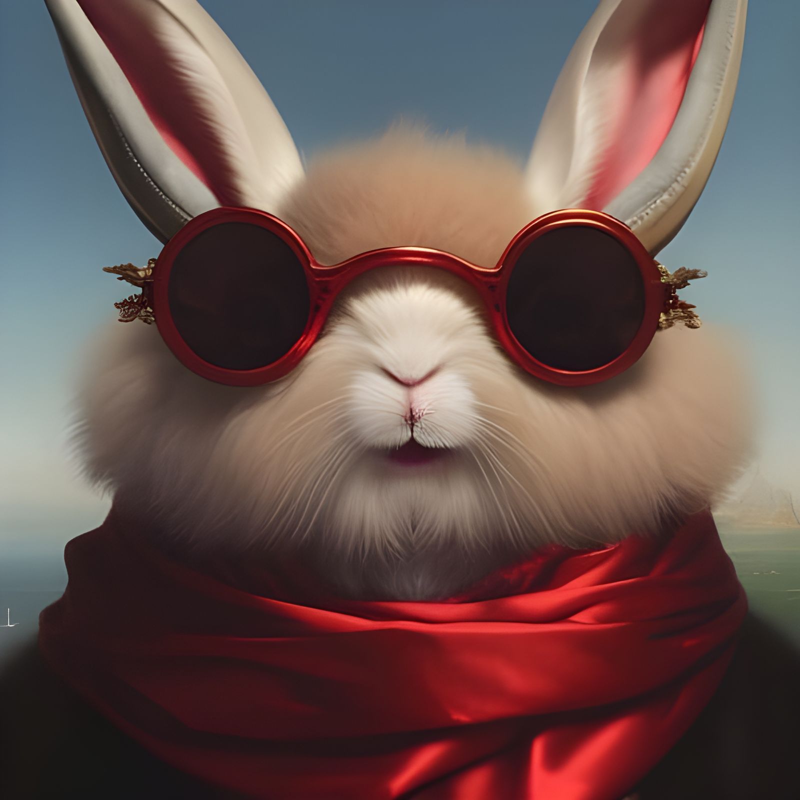 Fashionable Rabbit in Silk, Hyperdetailed Digital Art