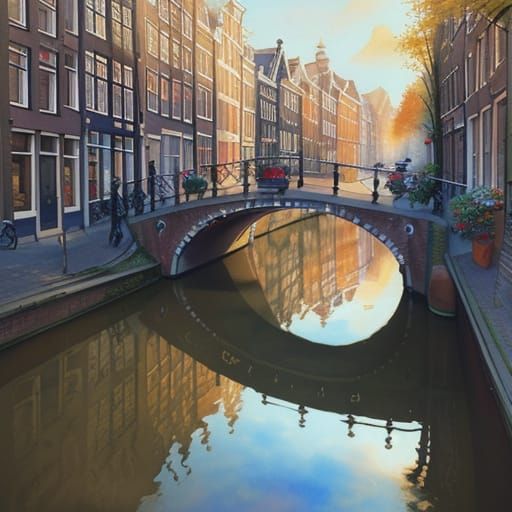 Amsterdam's Red Light District: Watercolor Impressionism