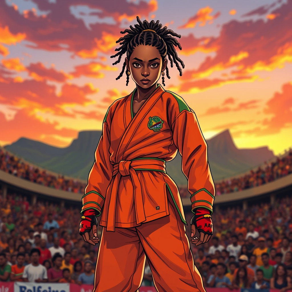 South African Girl Fighter in Manga Style