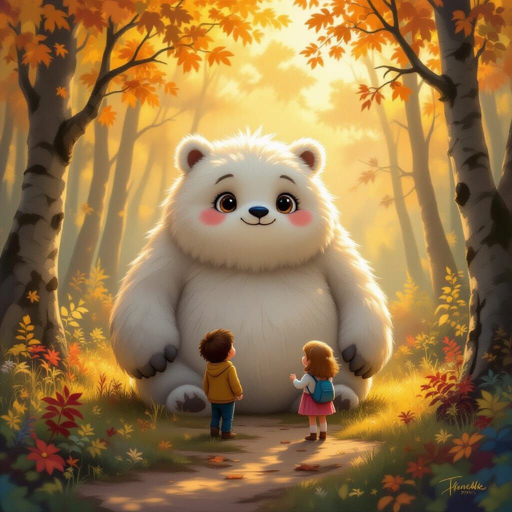 Enormous Creature Guides Children Home in Forest