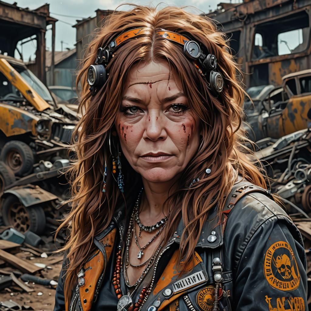 Post-Apocalyptic Janis Joplin Acrylic Painting