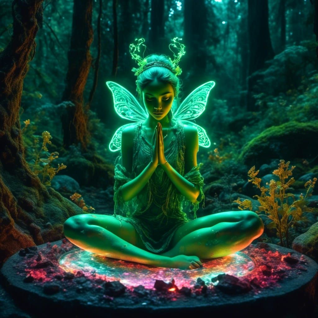 Bioluminescent Fairy in Fantasycore Style