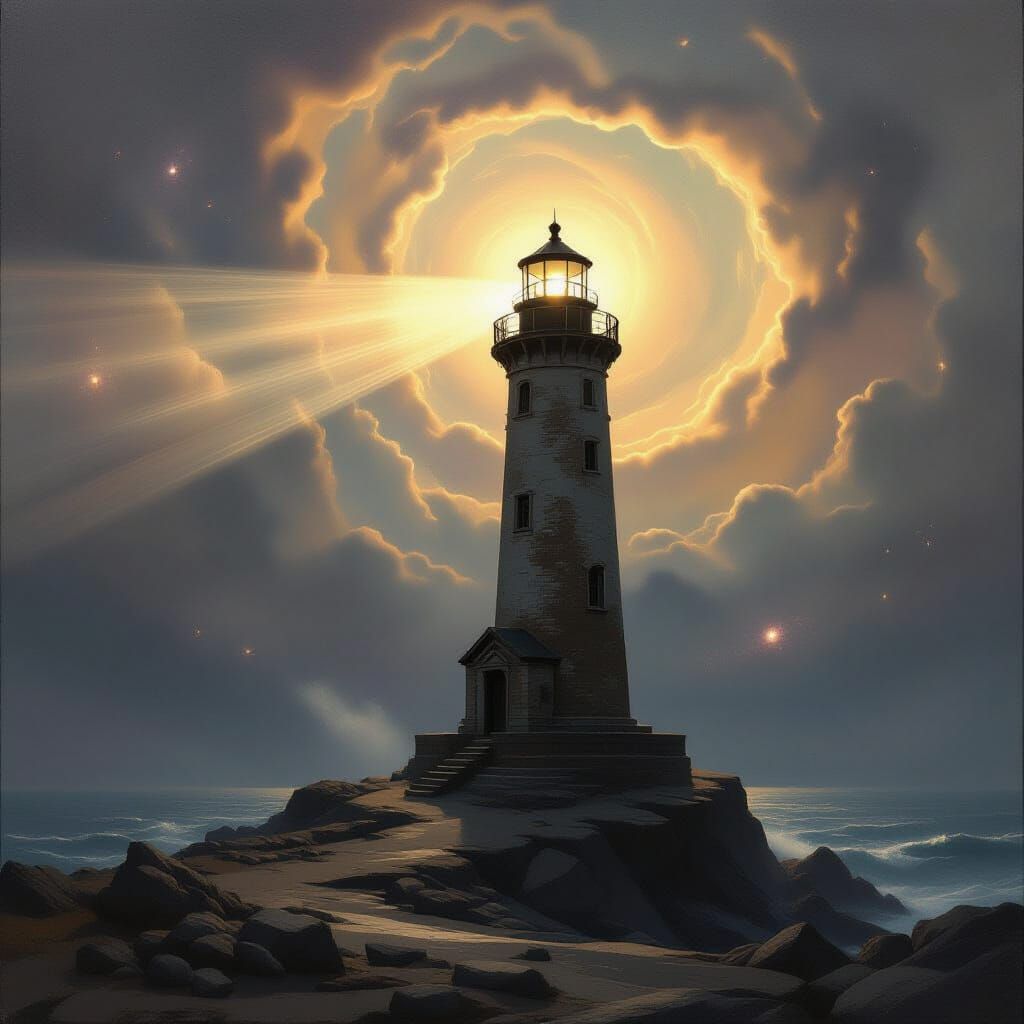 Lighthouse Beam Cuts Through Cosmic Dust