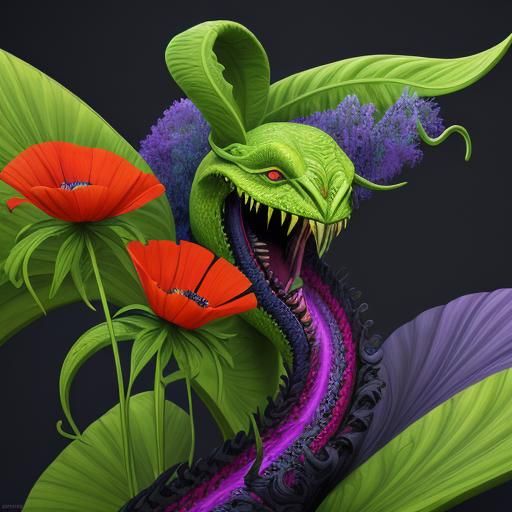 Surreal Mother-in-Law's Tongue Plant Caricature