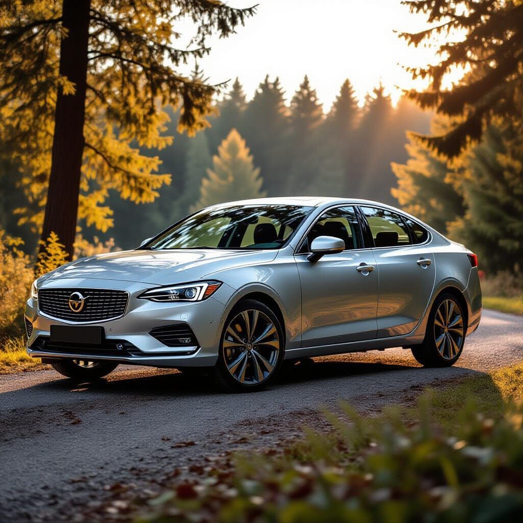 Metallic Sedan in Natural Light: Realistic Car Photography