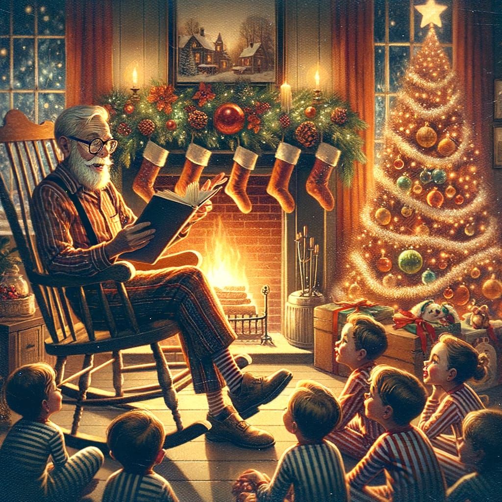 Vintage Christmas Story: Cozy 1950s Illustration