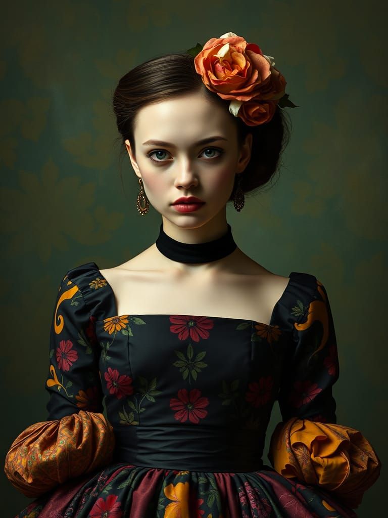 Portrait in Comic Book Style with Colourful Dress