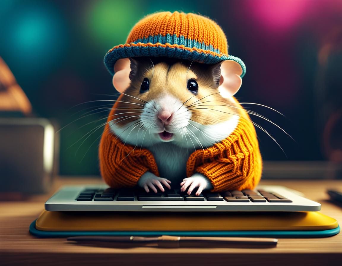 Hipster Hamster Portrait in Pastel Colors