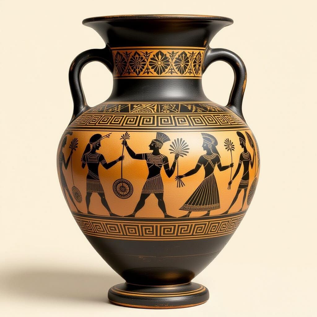 Ornate Geometric Vase in Ancient Greek Style