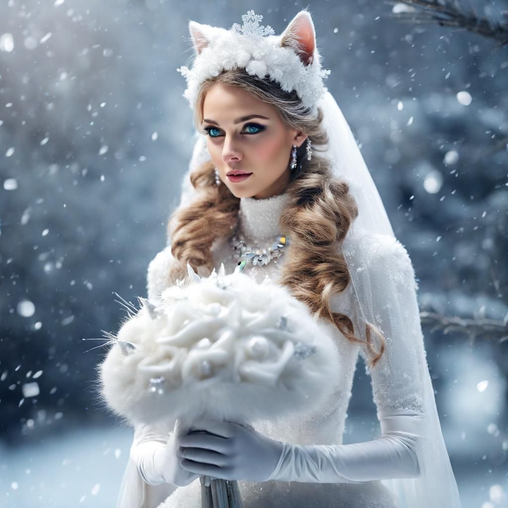 Icy Cat Bride in Winter Wonderland
