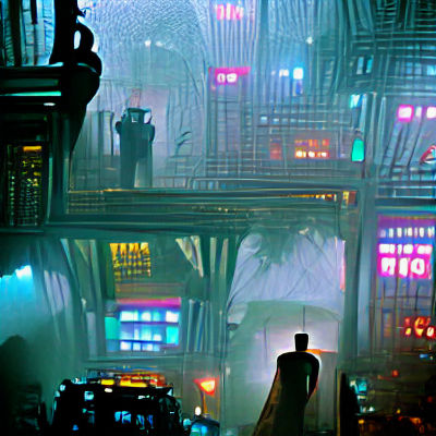 Cyberpunk Cityscape with Flying Cars