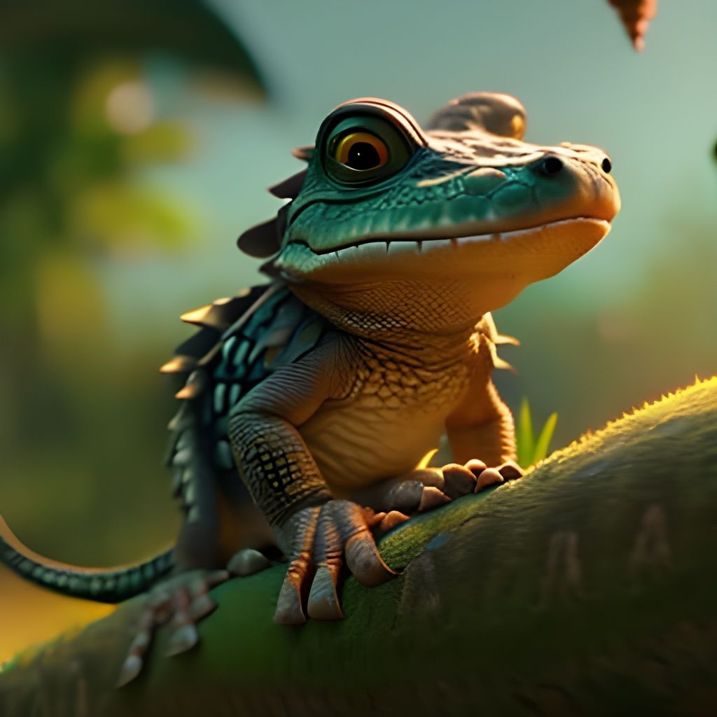 Adorable Alligator Baby in Disney Character Art Style