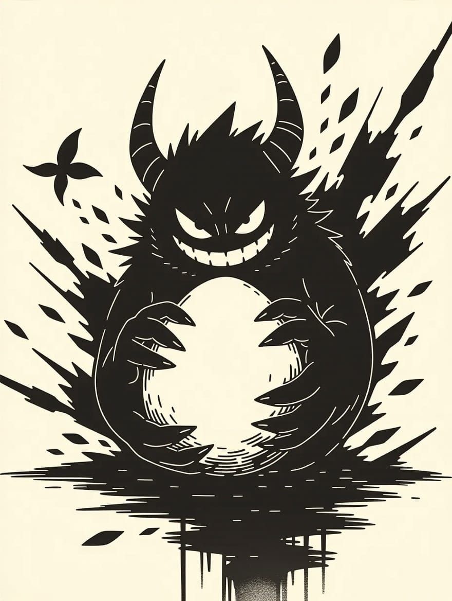 Egg Demon in Brutal, Chaotic Cel-Shading Style