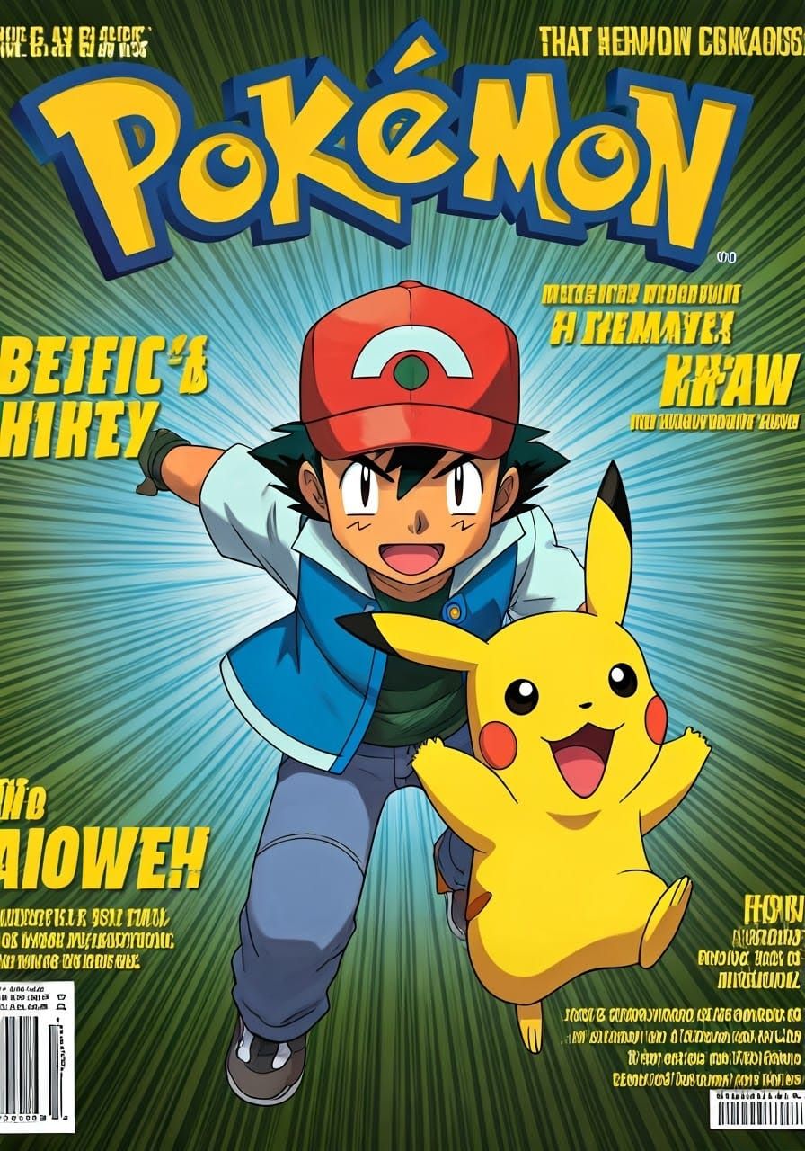 Vibrant Pokémon Magazine Cover in Dynamic Comic Book Style