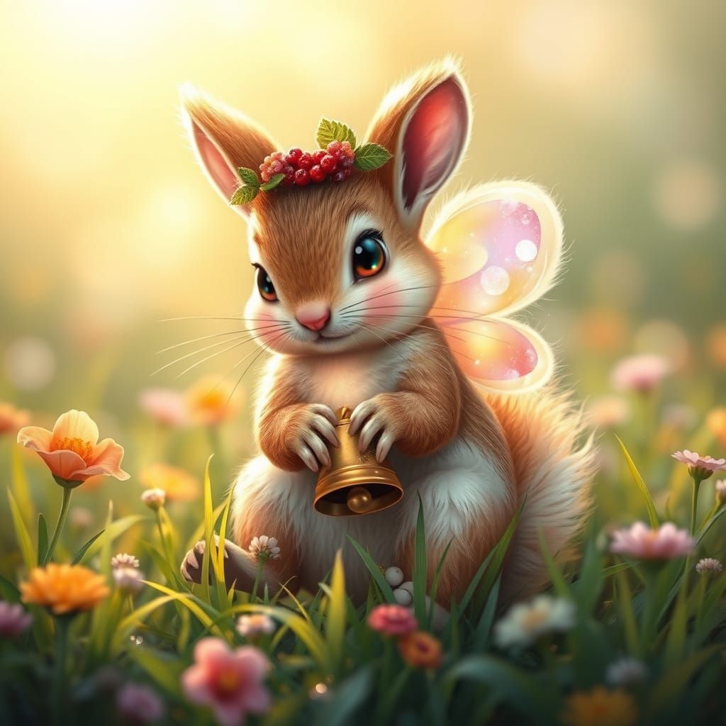 Enchanted Meadow Creature with Squirrel-Bunny Features