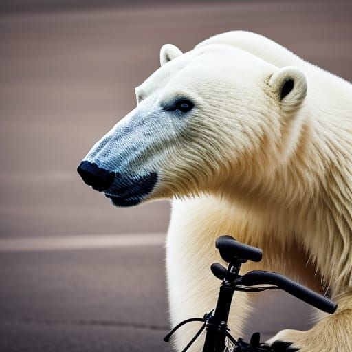 Polar Bear Rides a Bike: Hyperrealistic Image