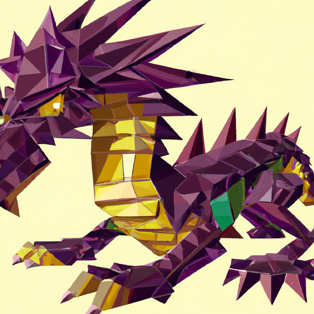 Geometric Dragon Portrait in Disney Pixar Style