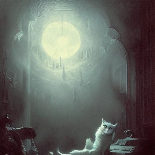 Horrific Cat Inspired by Doré and Rutkowski