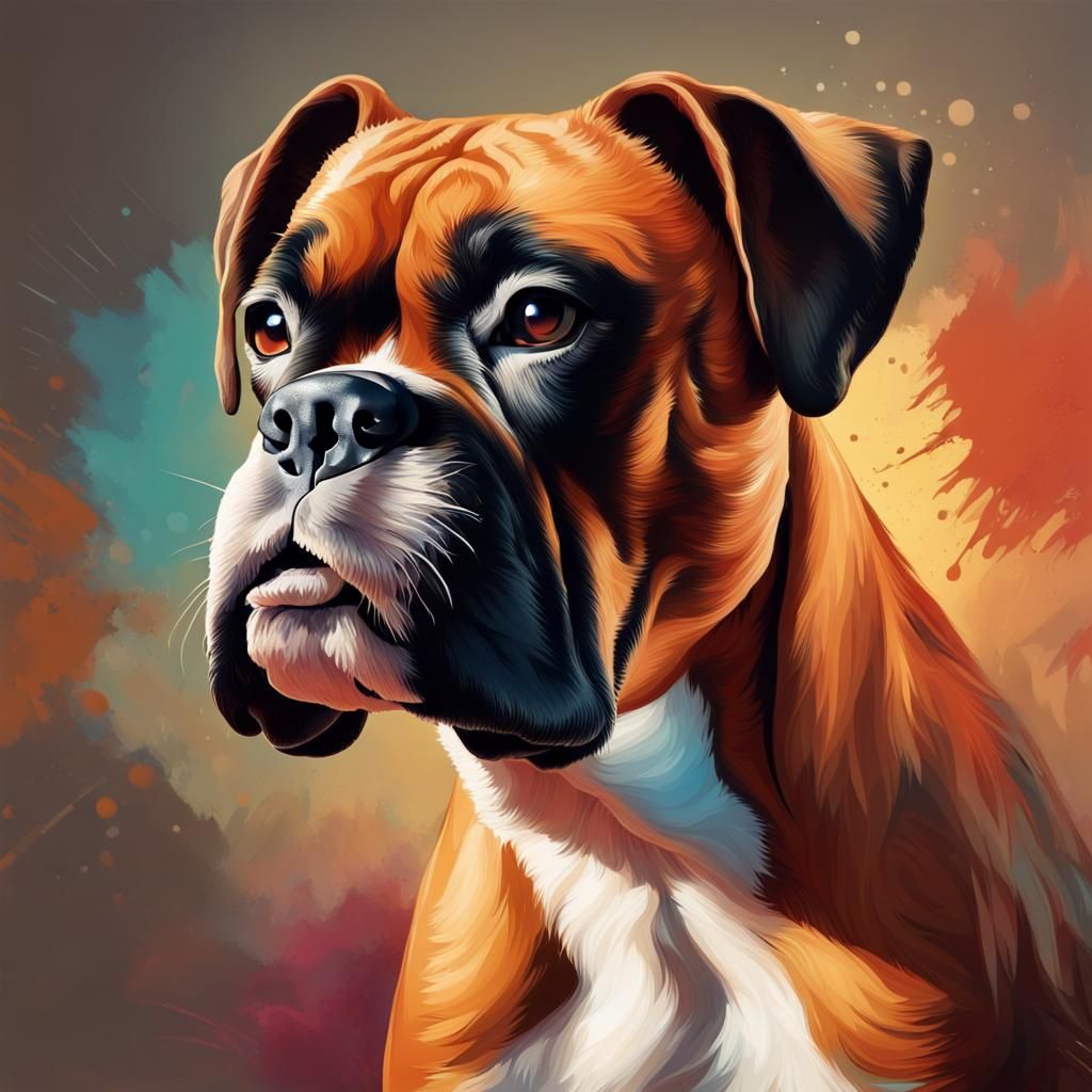 Hyperrealistic Portrait of a Boxer Dog