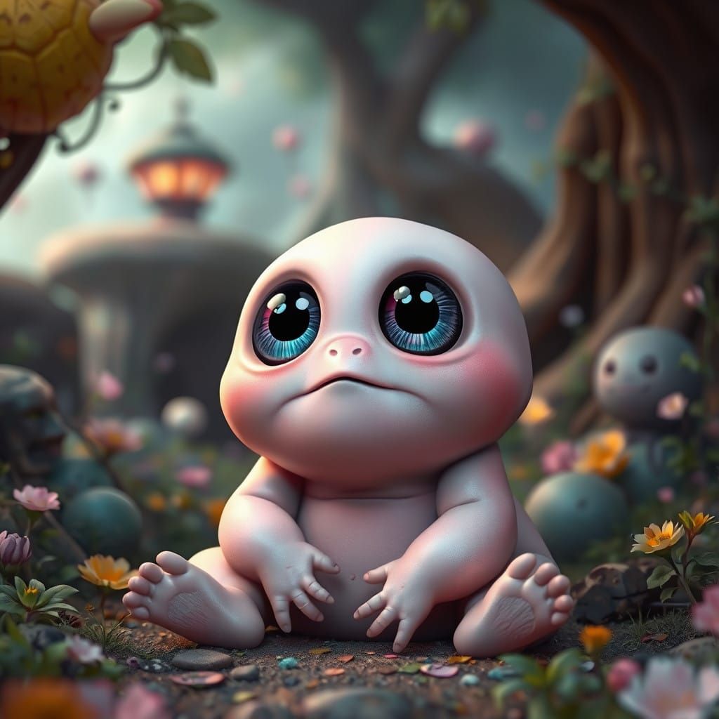 Dreamy Fantasy Baby in Whimsical Landscape