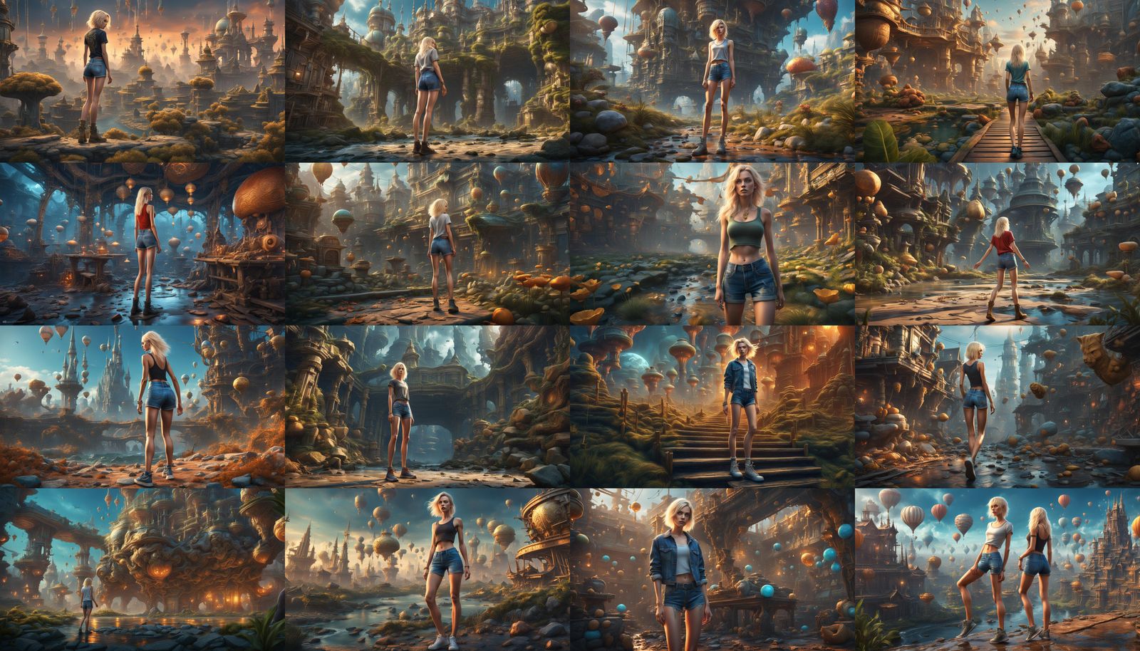 Blonde in Jean Shorts: Fantasy Concept Art