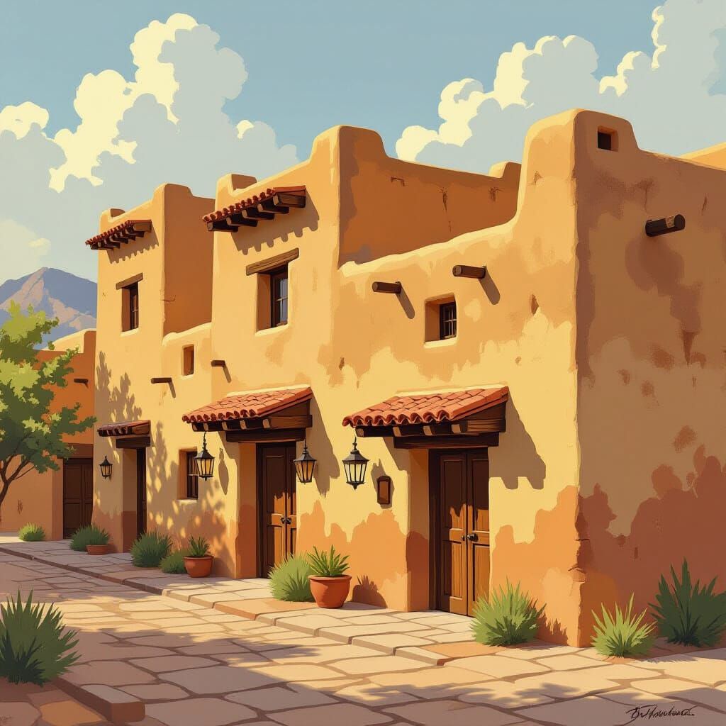 Historic Adobe Buildings in Santa Fe, New Mexico