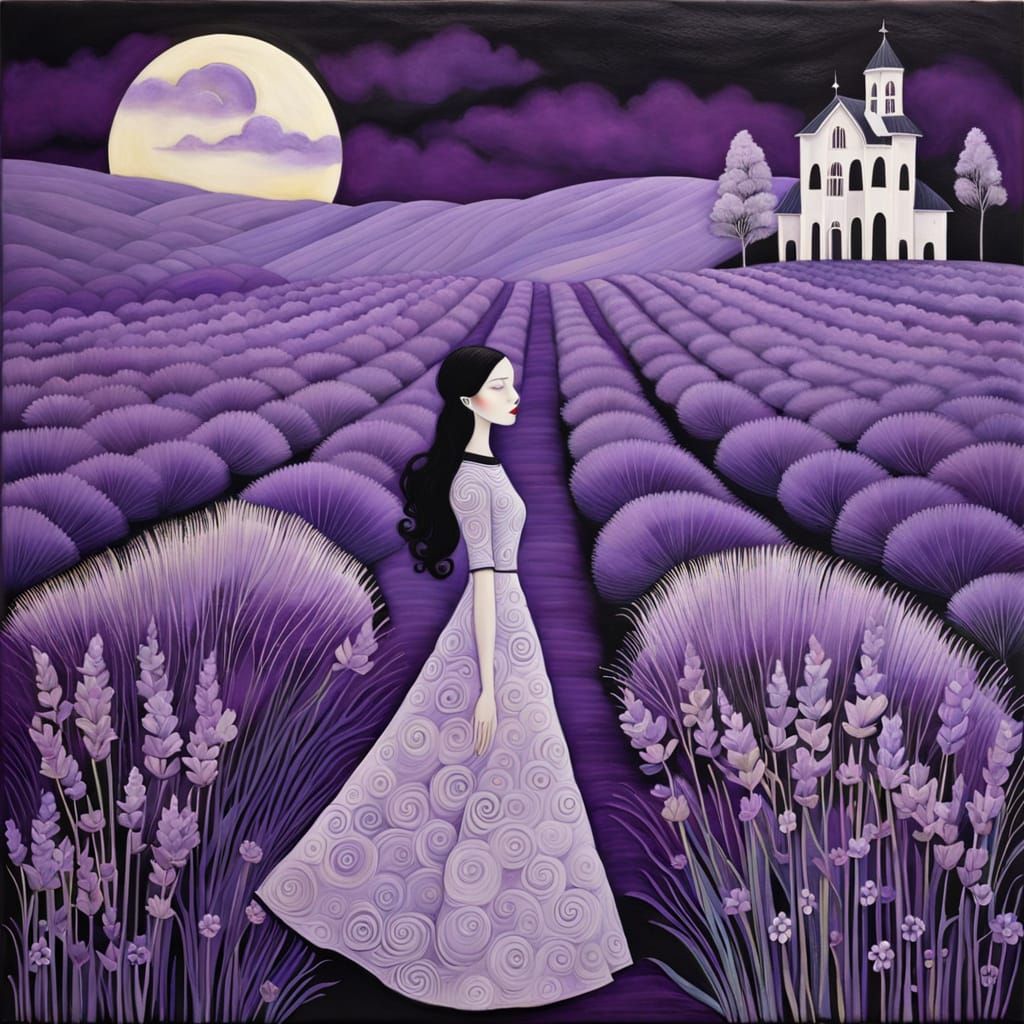Surreal Lavender Dreamscape in Double Exposure