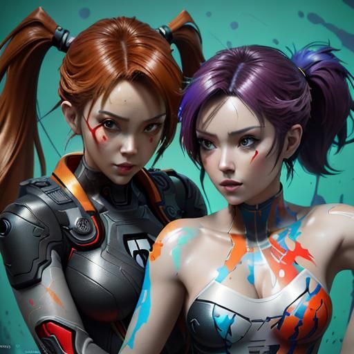 Nintendo Switch Girl in Cyberpunk Anime Style