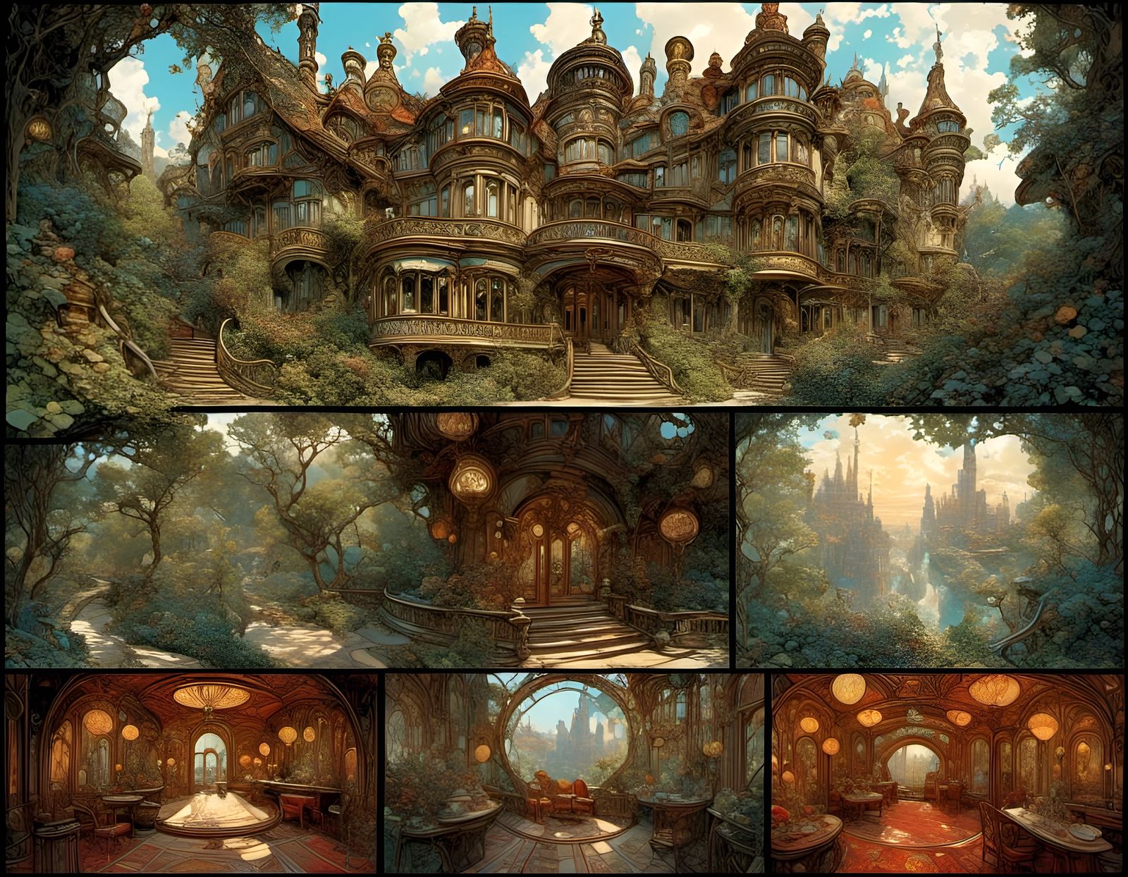 Art Nouveau Comic Book Panel in Art Deco Style