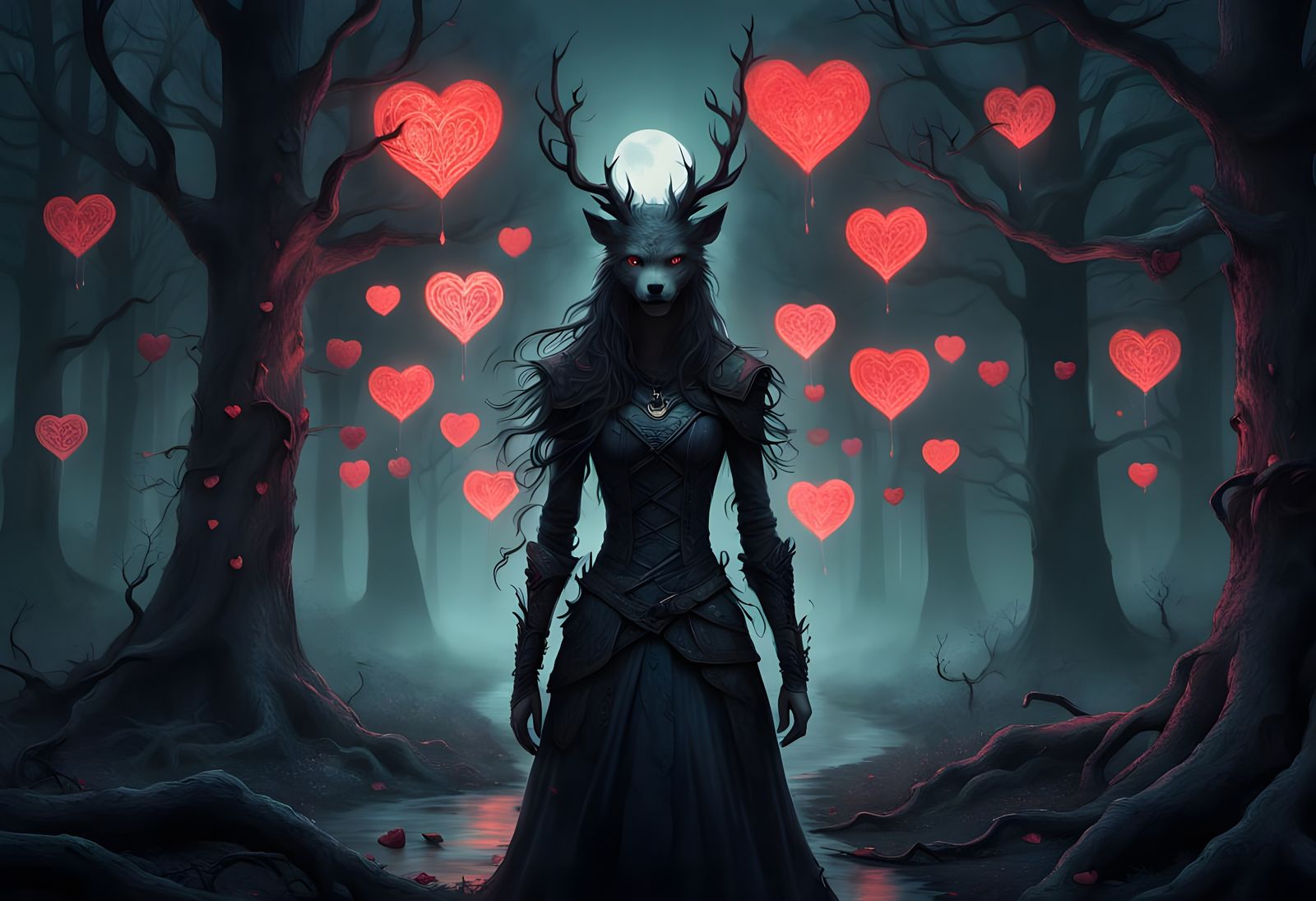 Surreal Skinwalker in Whimsical Forest Scene