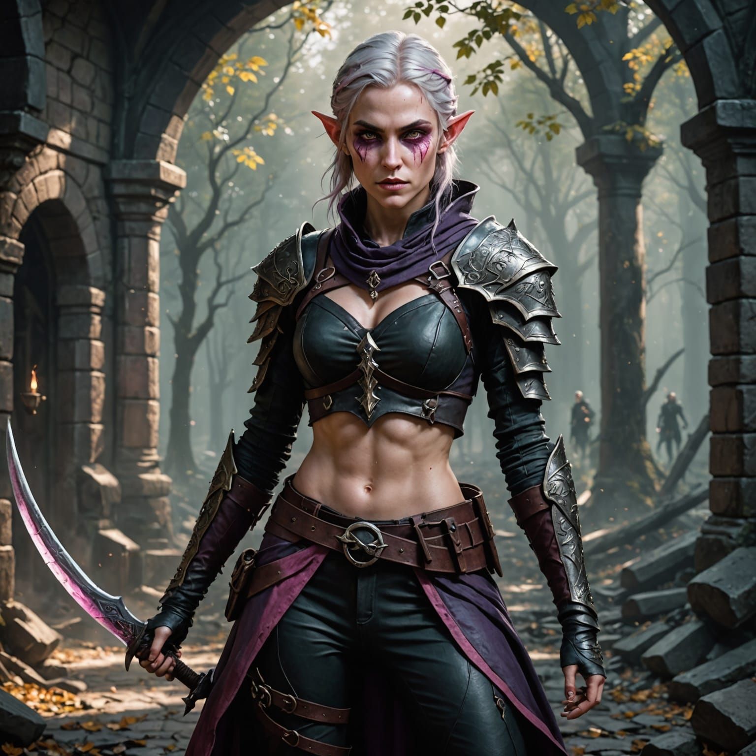 Athletic Elf Rogue with Magical Kukri