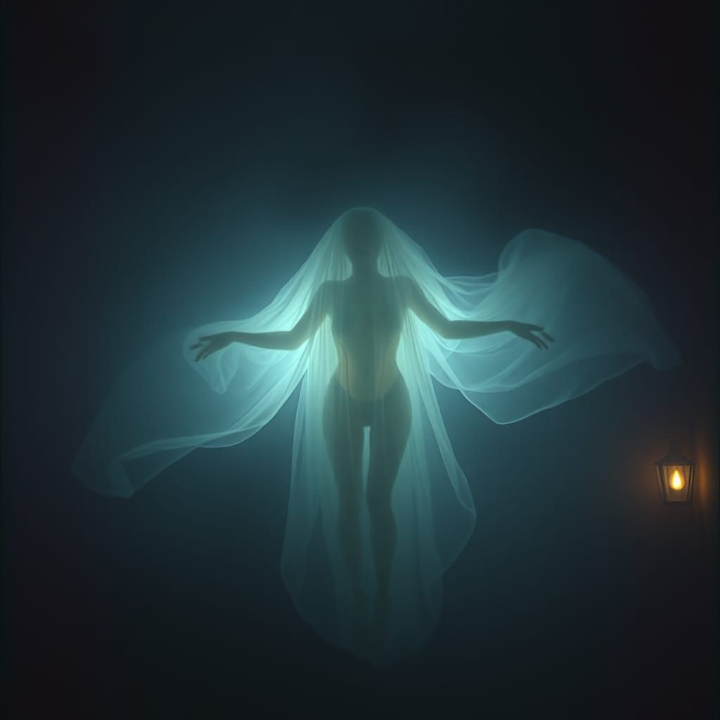 Ethereal Ghost Woman in Mystical Atmosphere