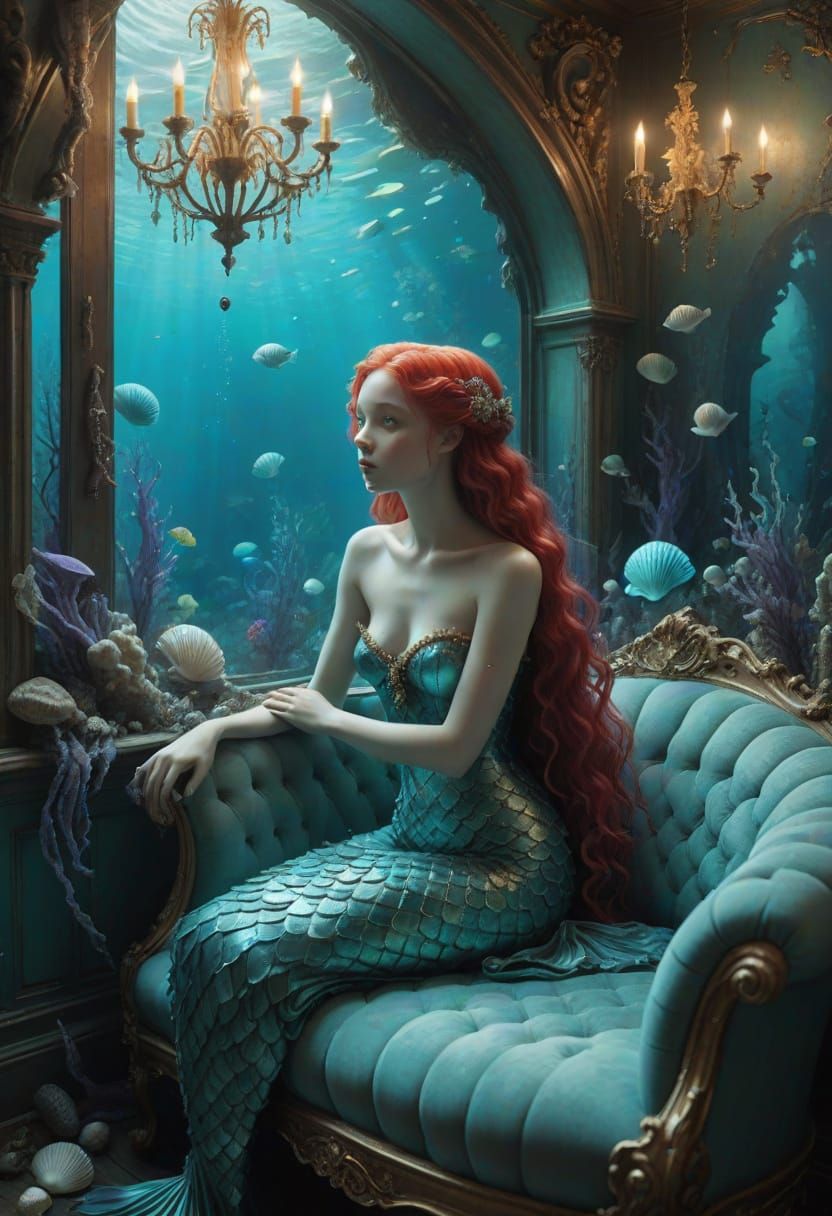 Surreal Mermaid's Enchanted Underwater Sanctuary