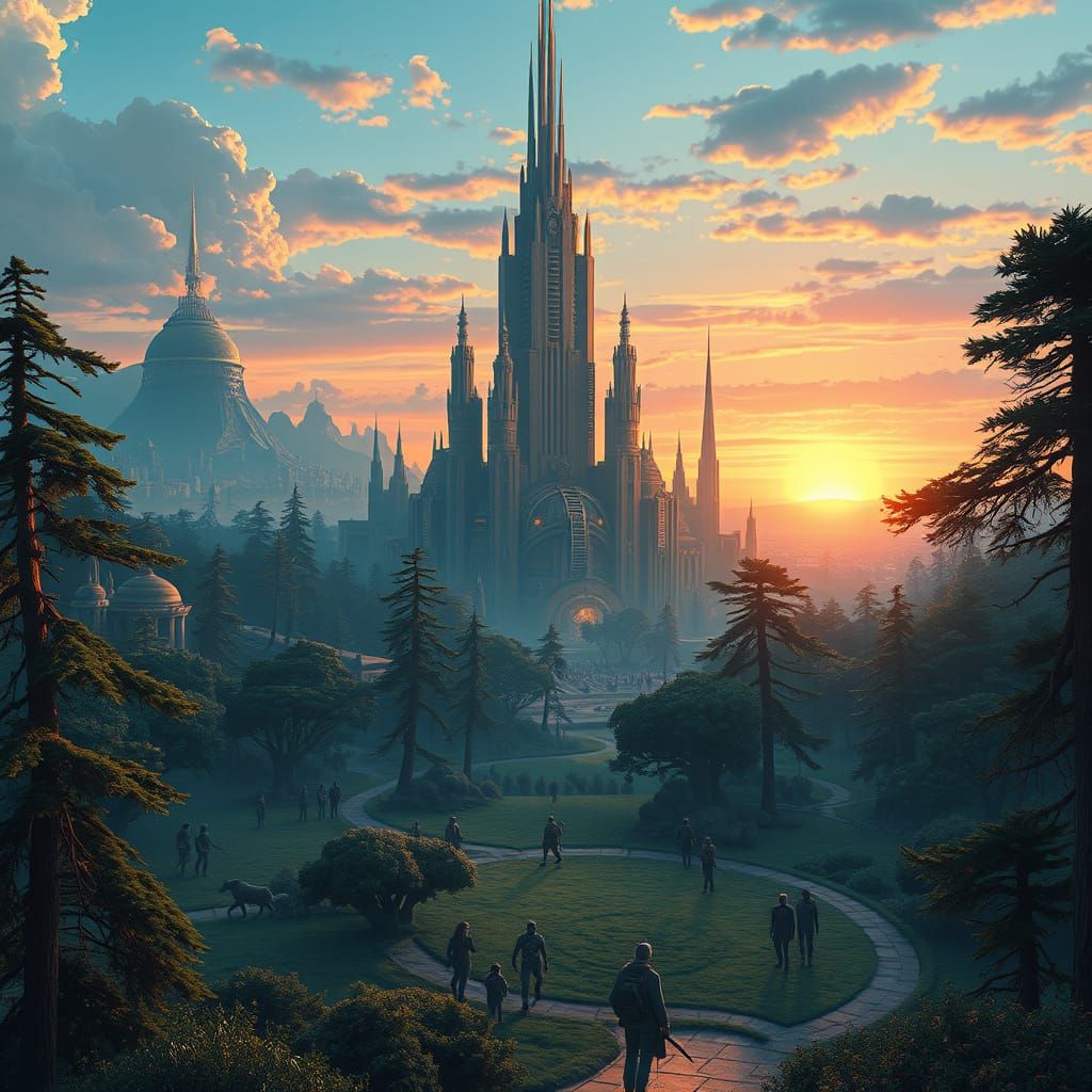 Futuristic Metropolis on Alien World in Science Fiction Styl...