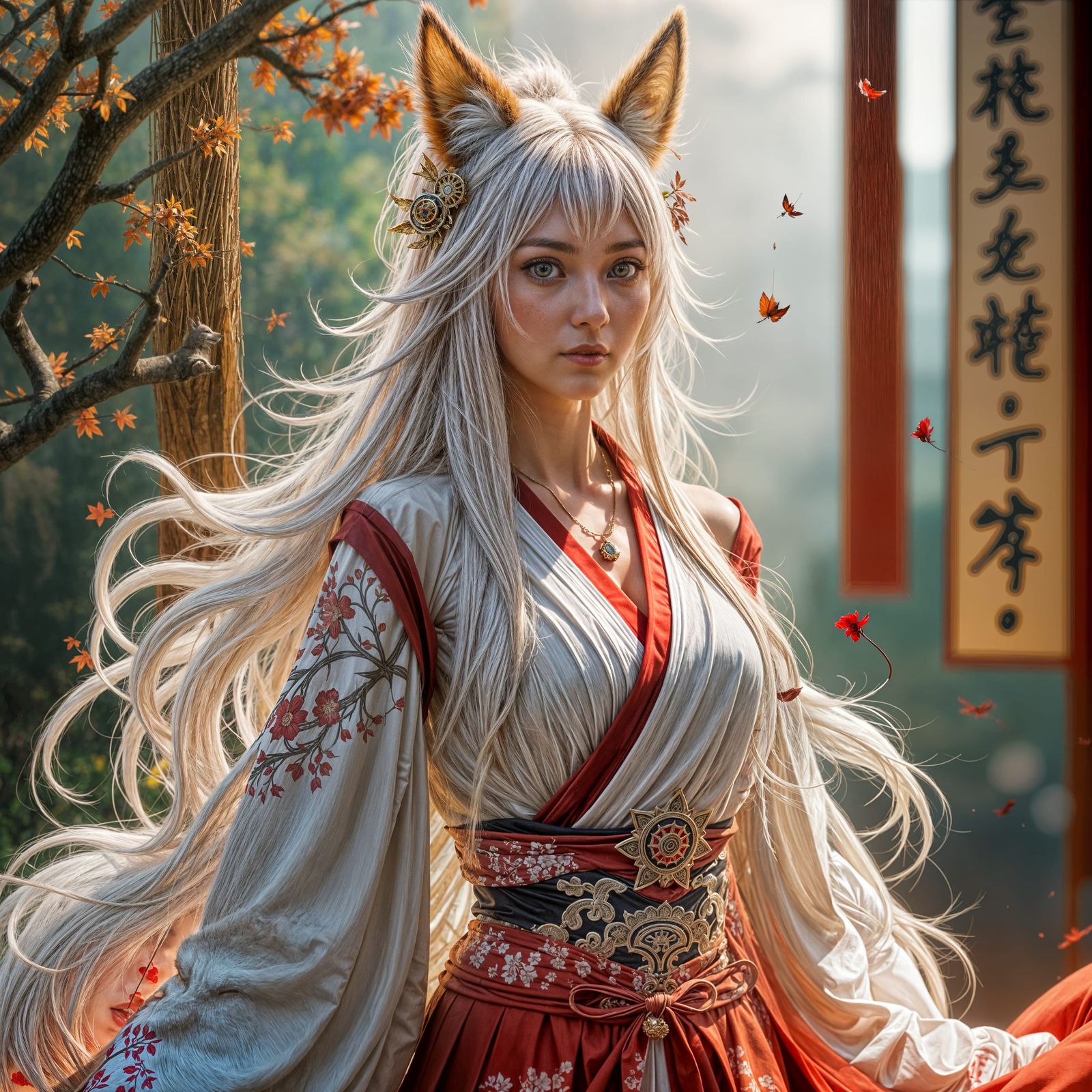 Wolf Woman Portrait Inspired by Japanese Mythology