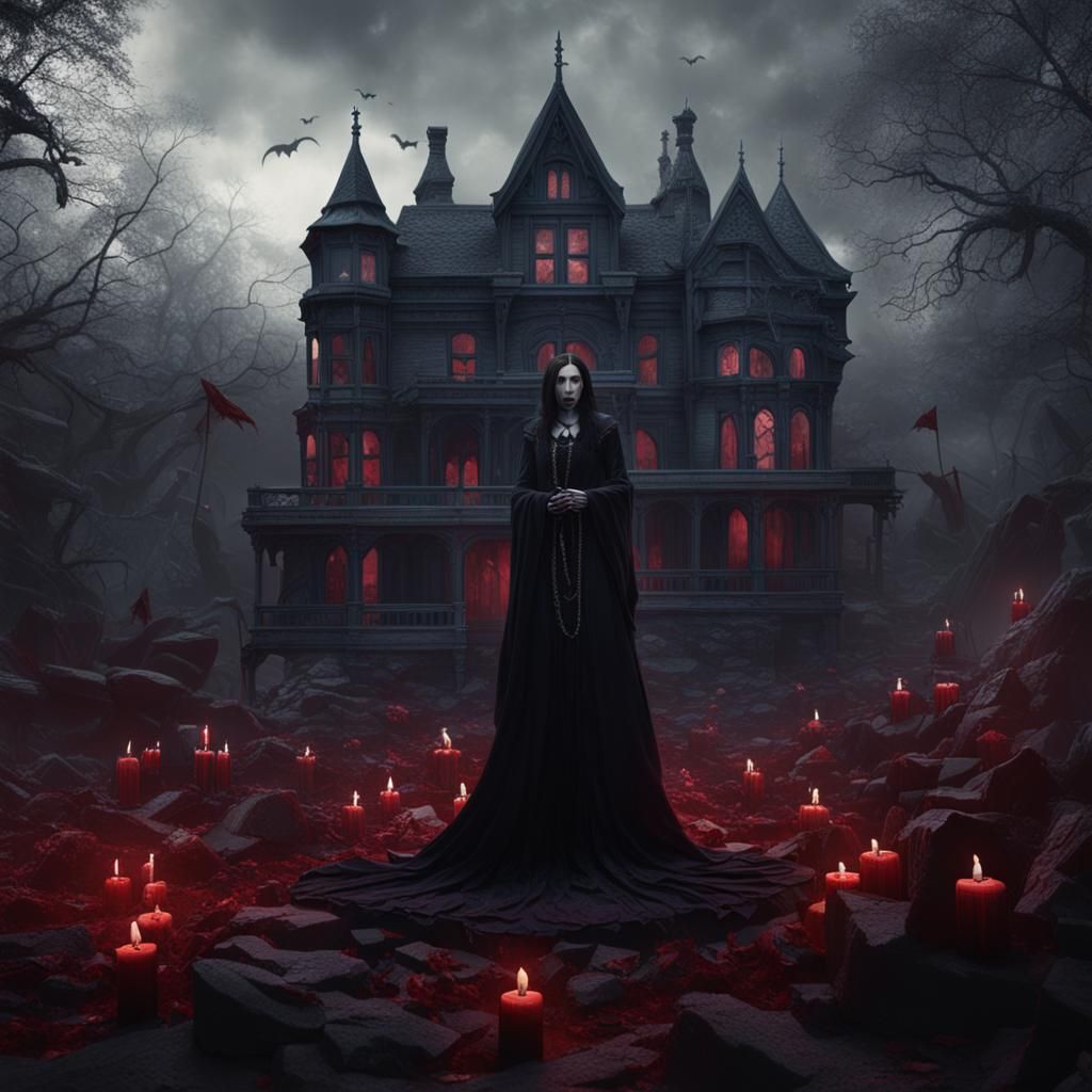 Female Vampire in Detailed Matte Painting Style
