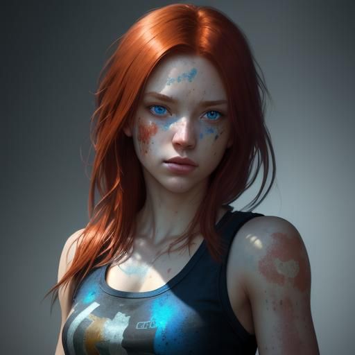 Artistic Redhead Portrait in Hyperdetailed Style